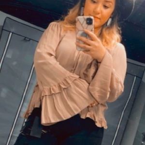 Taupe Front Tie Blouse